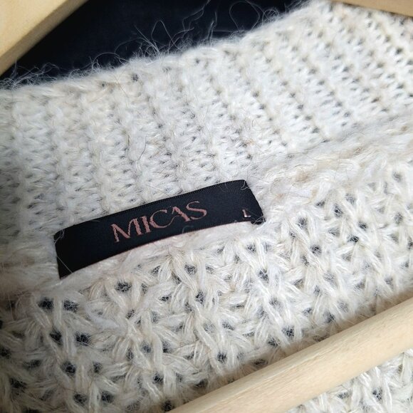 💙 Micas Thick Knit Oversized Drop Shoulder Cardigan Sweater Size L/XL Large Den - Picture 3 of 8